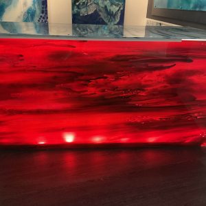 Red Glass Art Counter Front